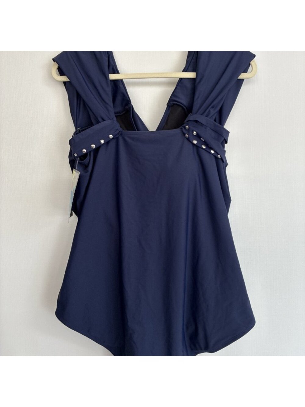 NWT MAZU SWIM Plus Size 24W Navy Blue Tankini Top Tummy Control Studded NEW